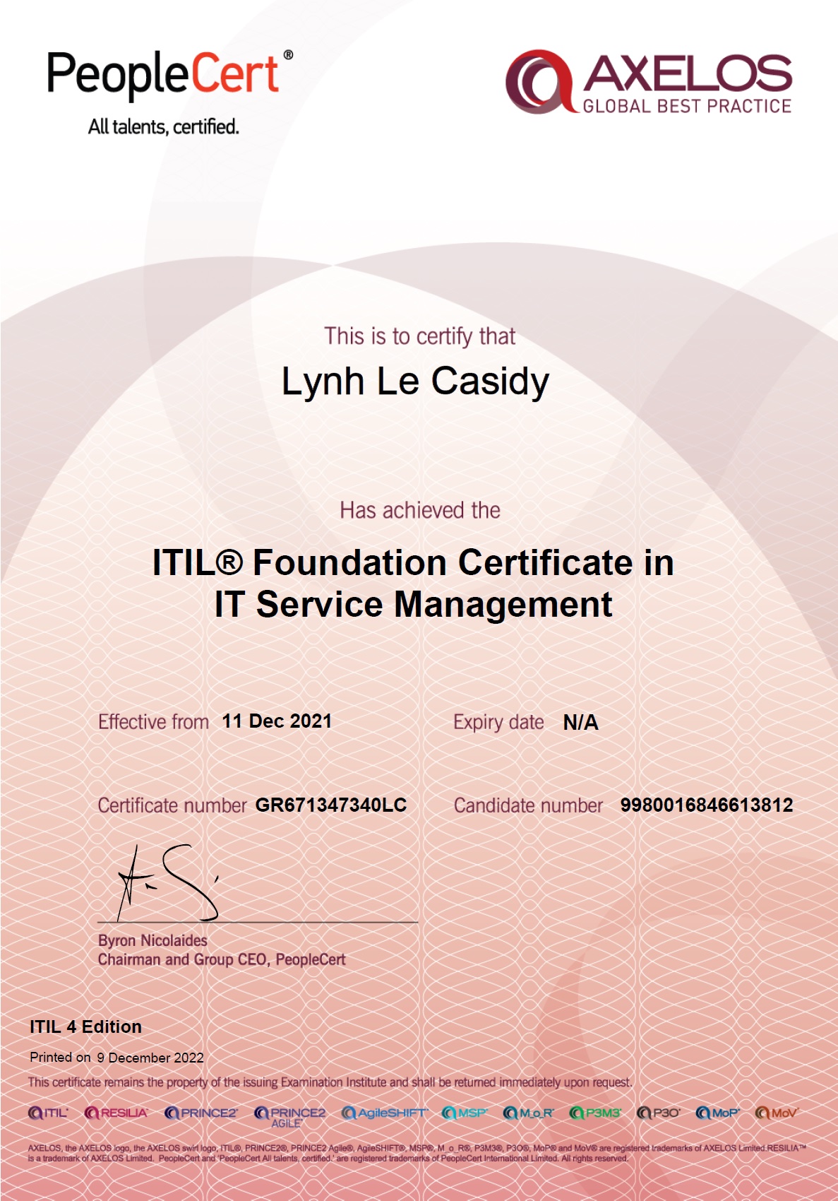 ITIL certificate